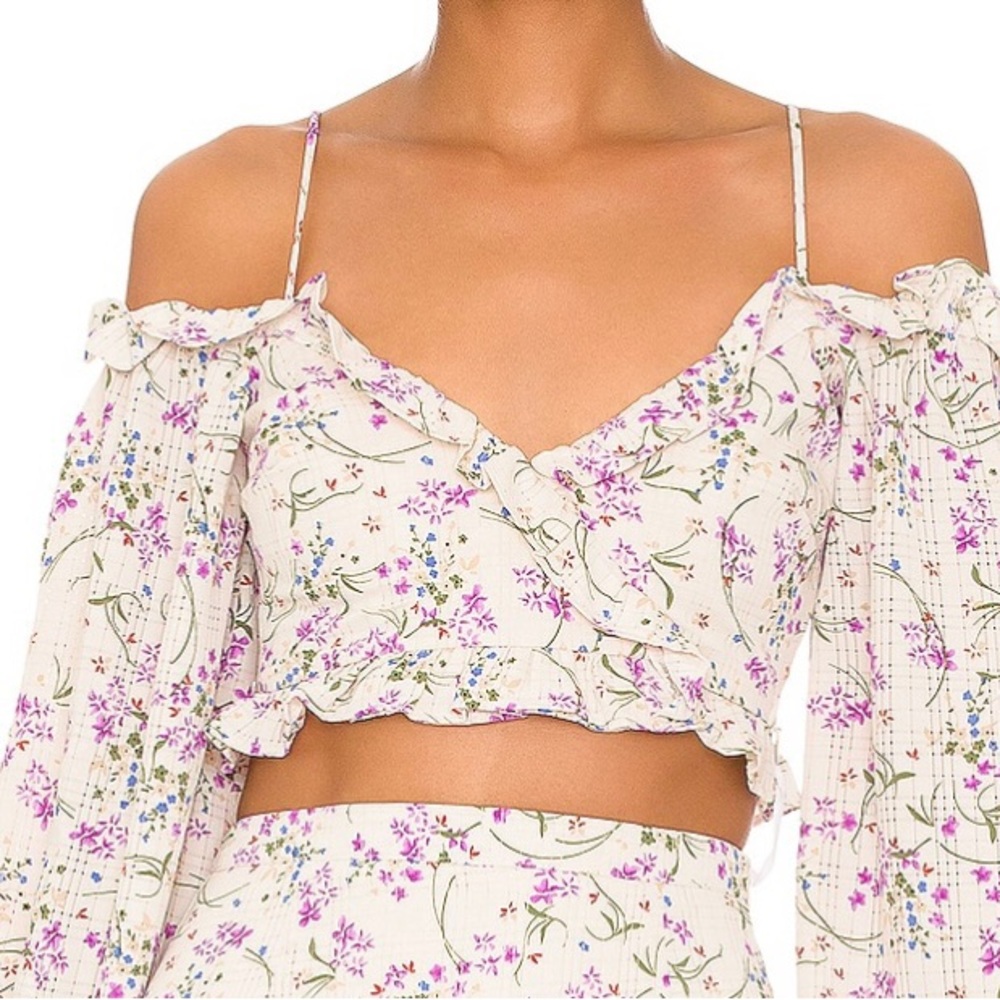 More to come long sleeve off shoulder crop top size XS